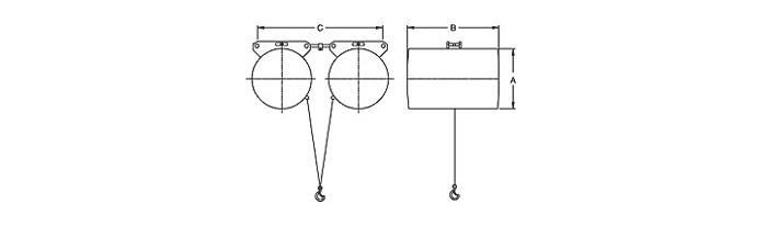 DONGSUNG并聯式氣動平衡器結構尺寸圖