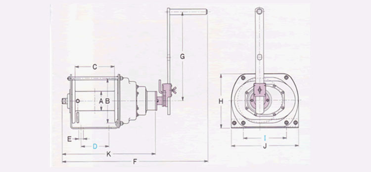FUJI PRW型手搖絞盤尺寸圖